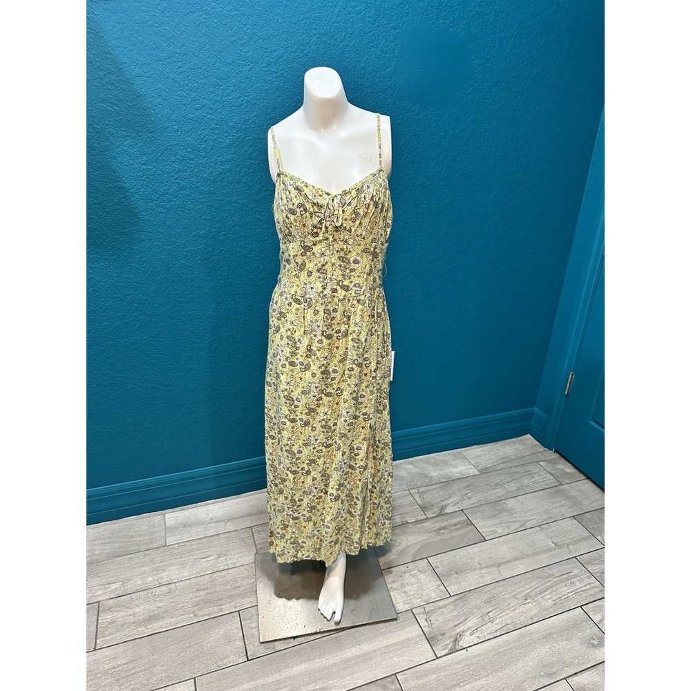 NWT Hollister Floral Green Tie Front Midi Dress M